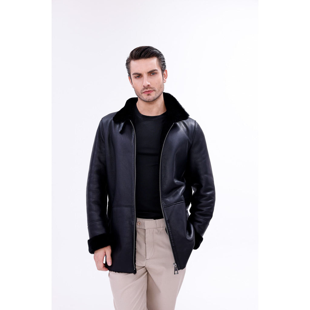 The Treviso Black Shearling Men Jacket