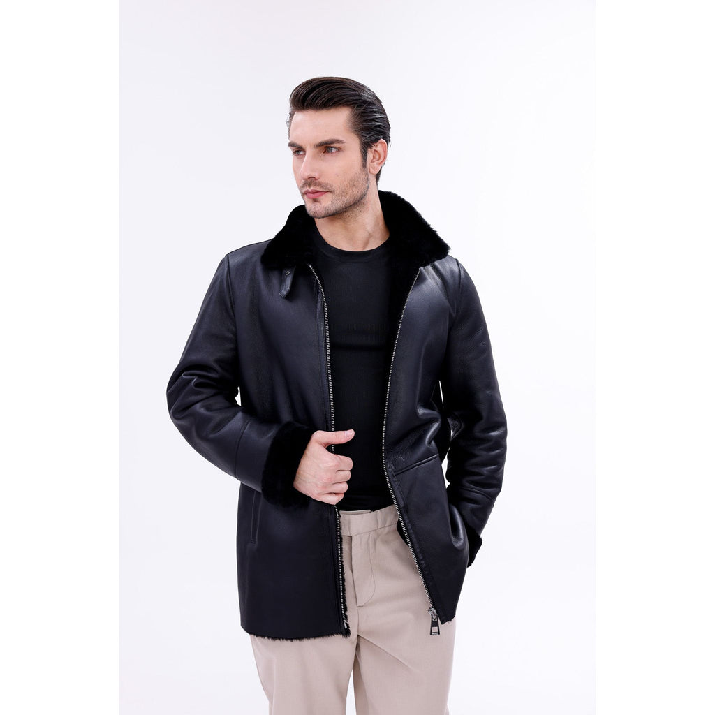 The Treviso Black Shearling Men Jacket