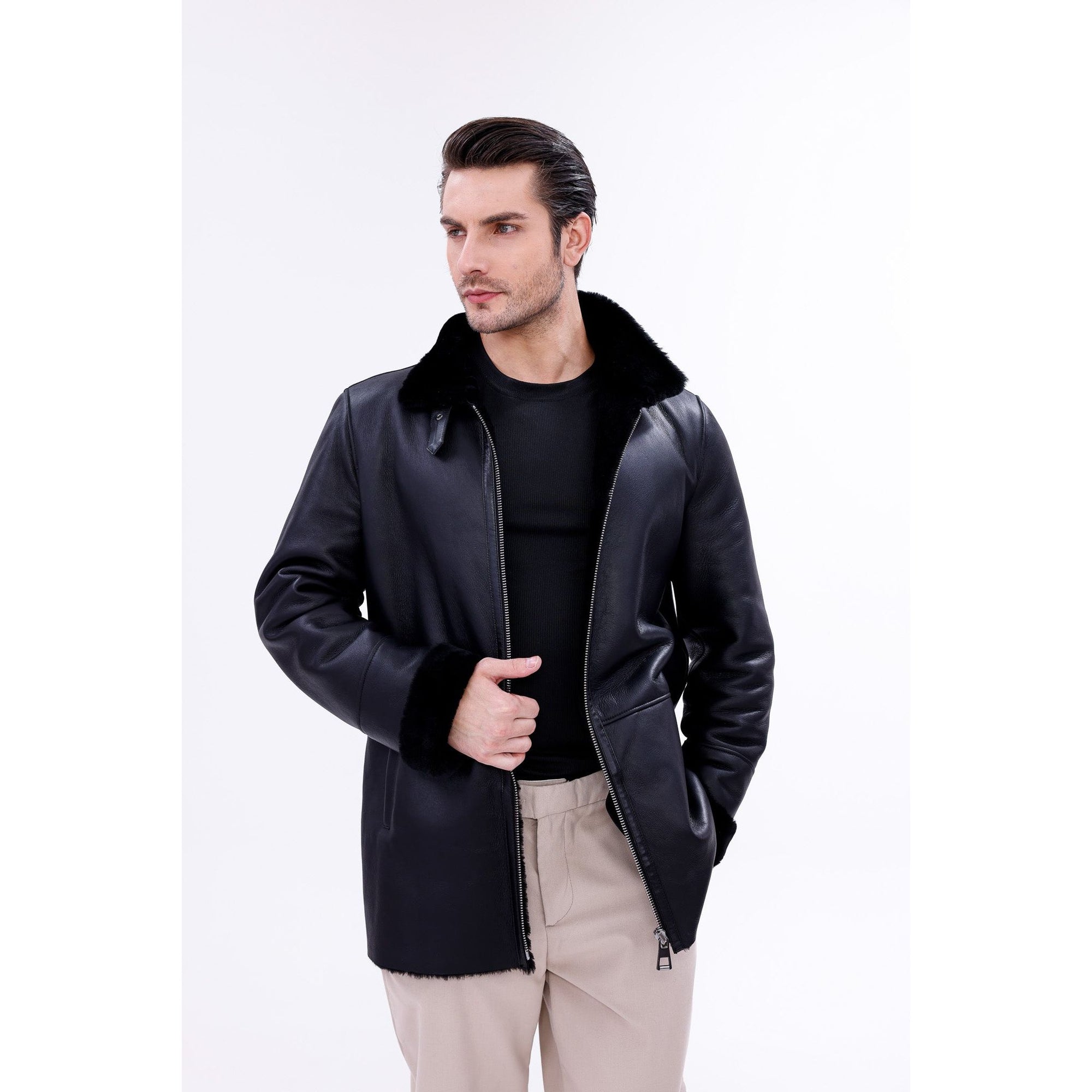 The Treviso Black Shearling Men Jacket