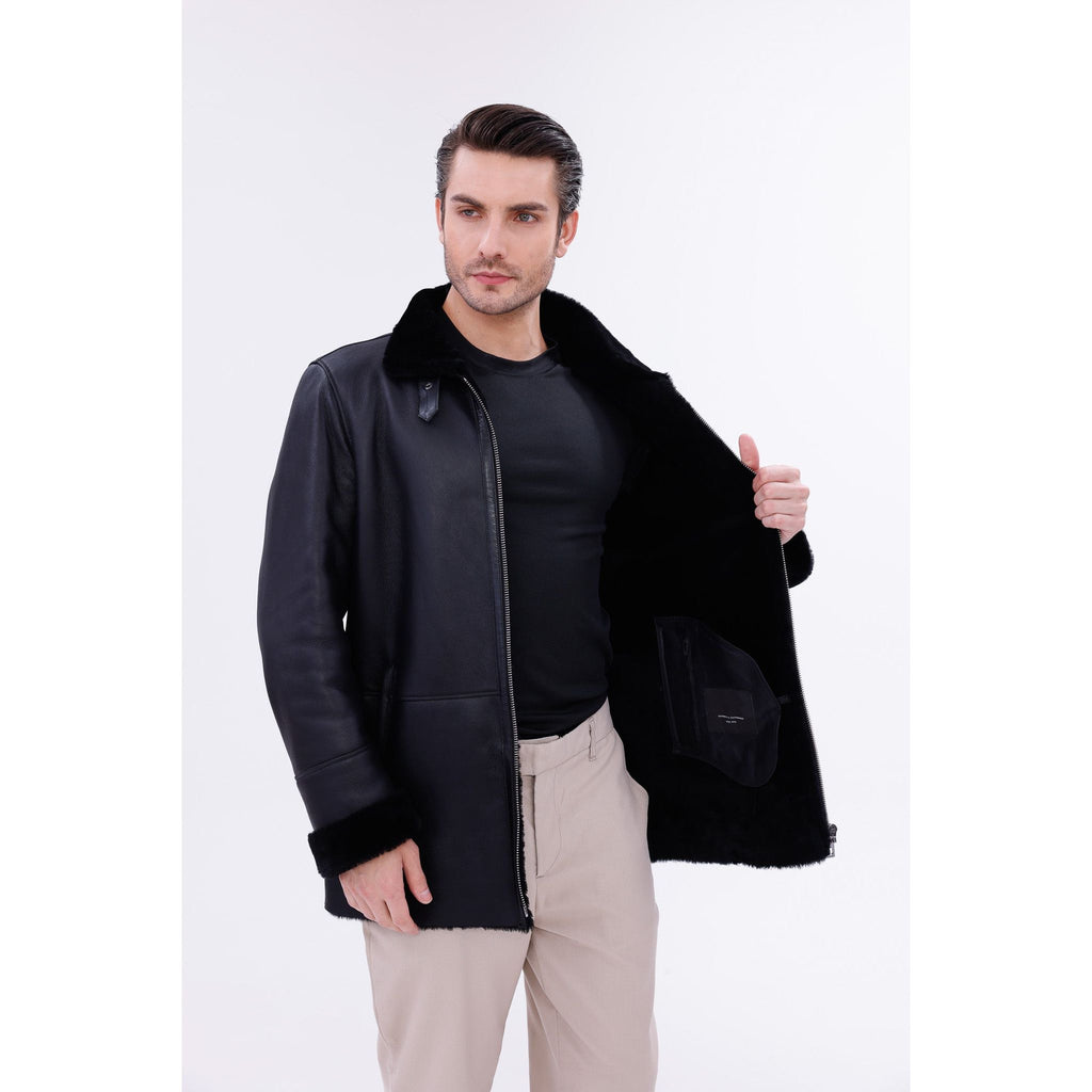 The Treviso Black Shearling Men Jacket