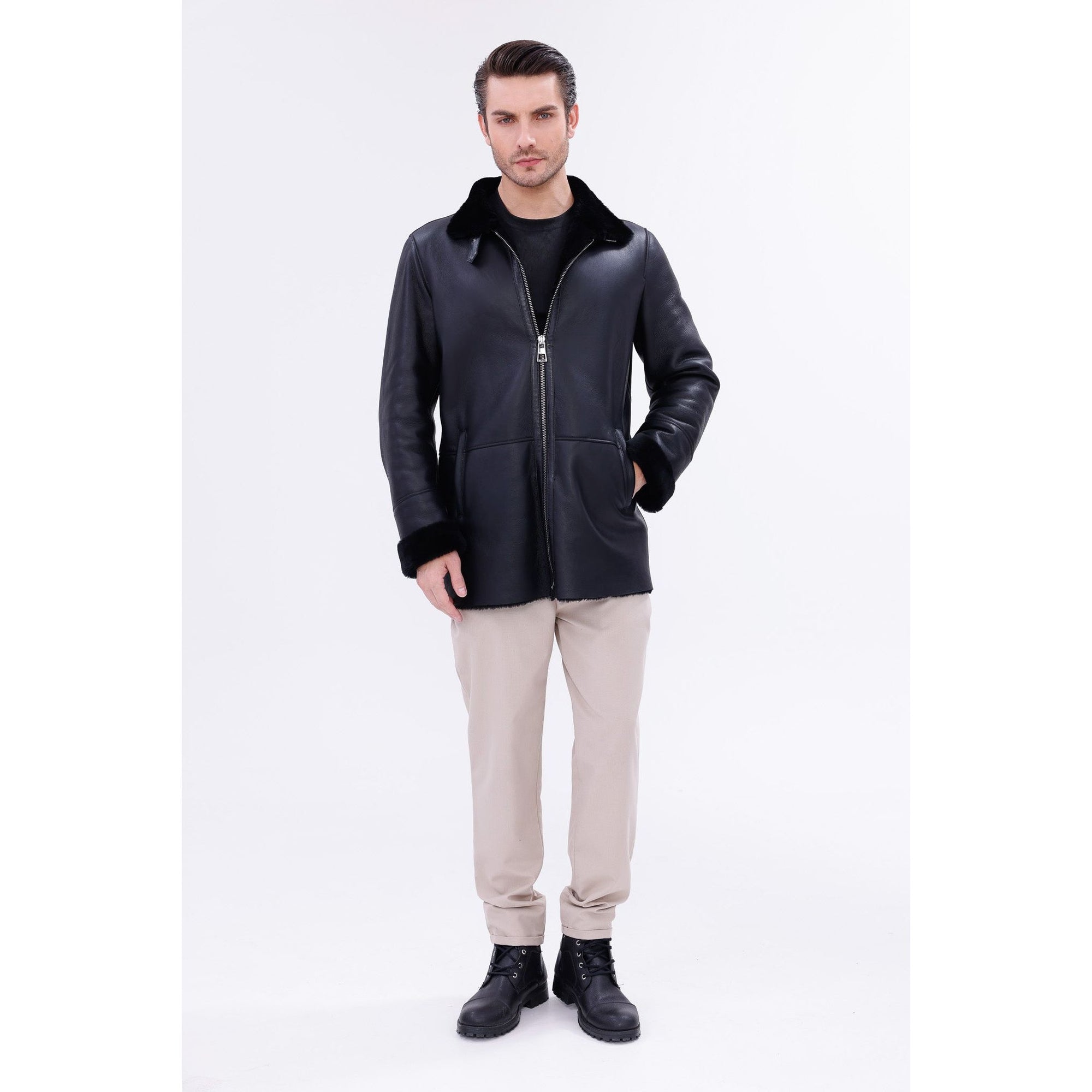 The Treviso Black Shearling Men Jacket