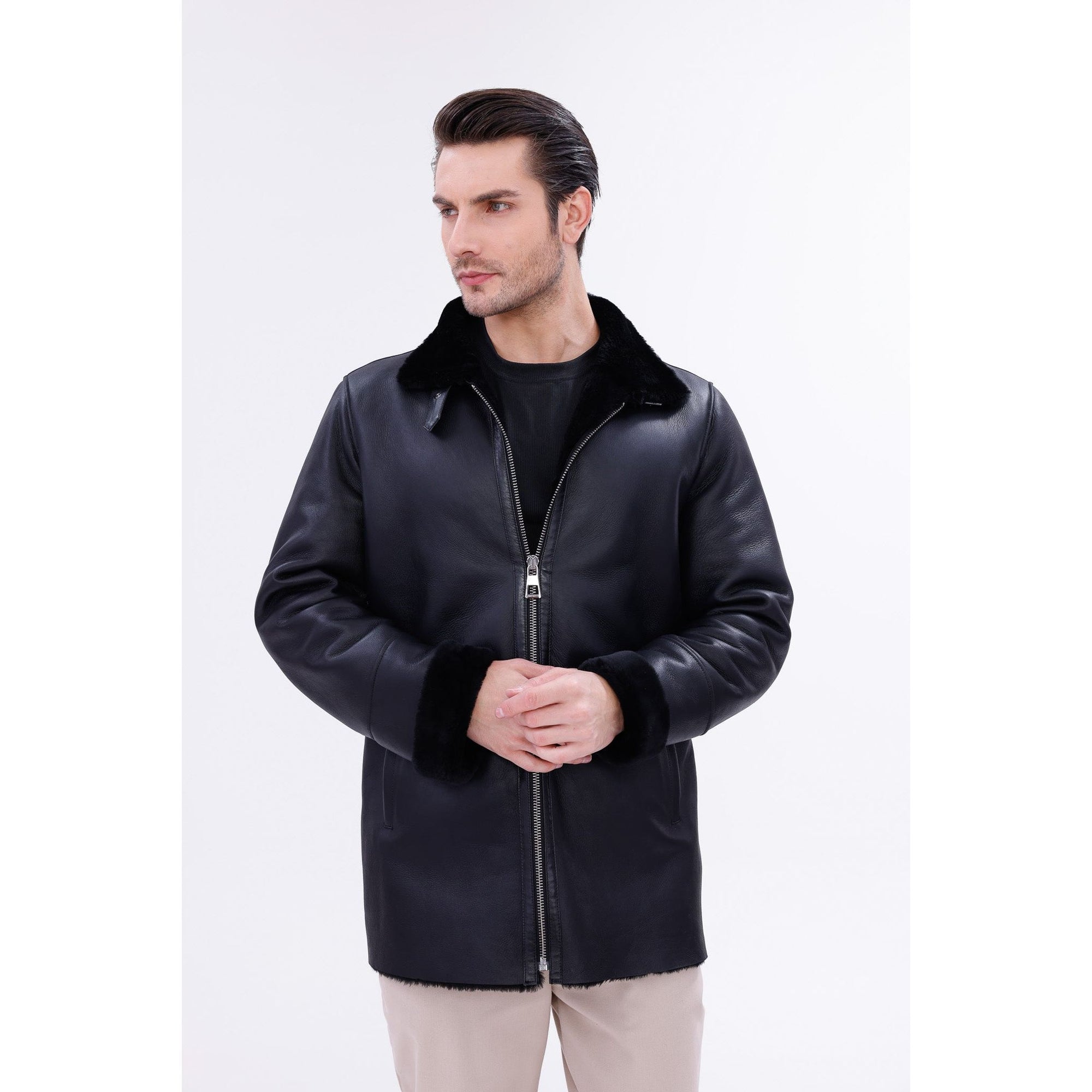 The Treviso Black Shearling Men Jacket