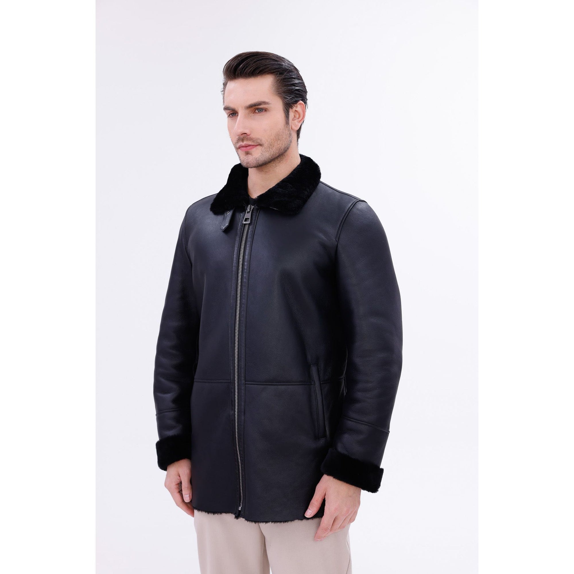 The Treviso Black Shearling Men Jacket