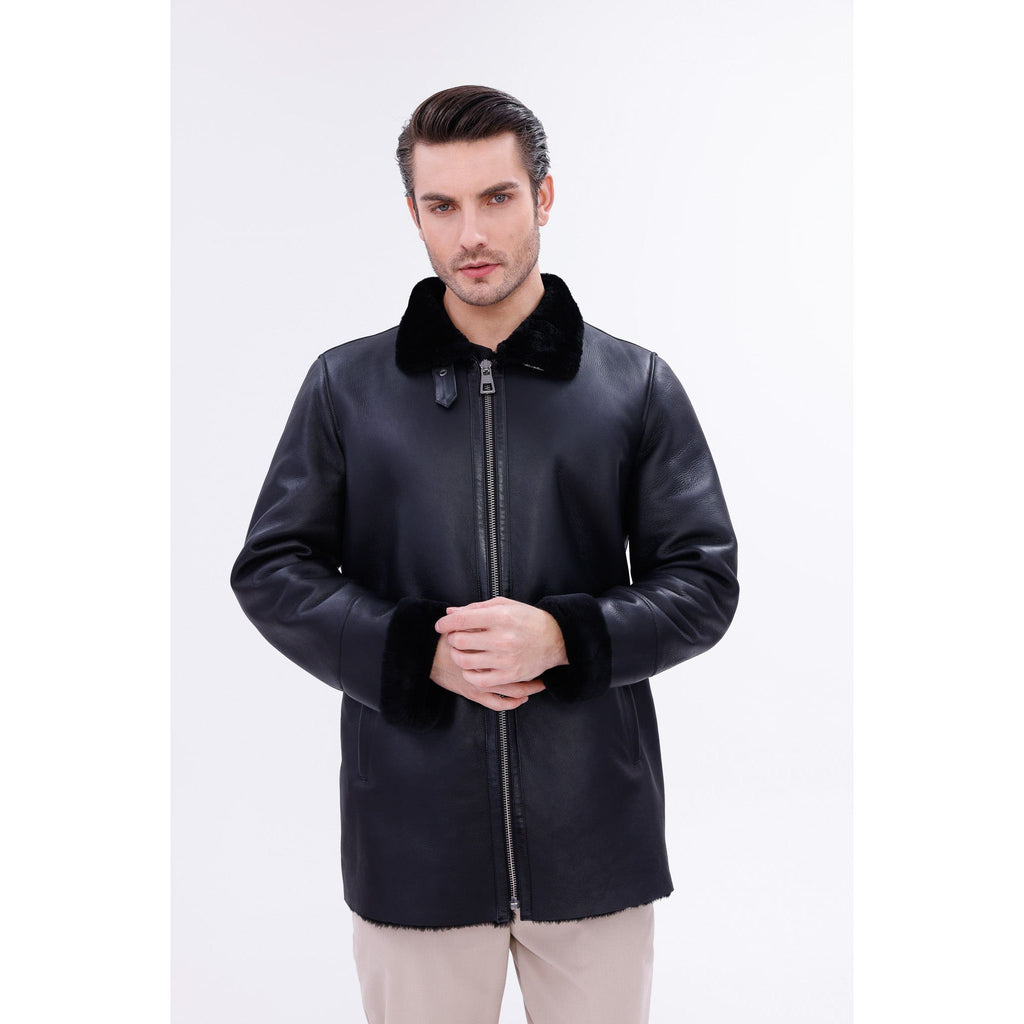The Treviso Black Shearling Men Jacket
