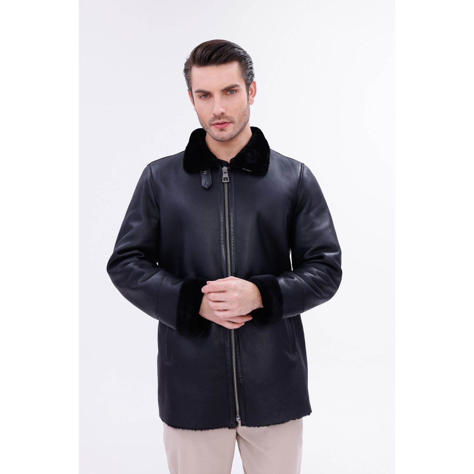 The Treviso Black Shearling Men Jacket
