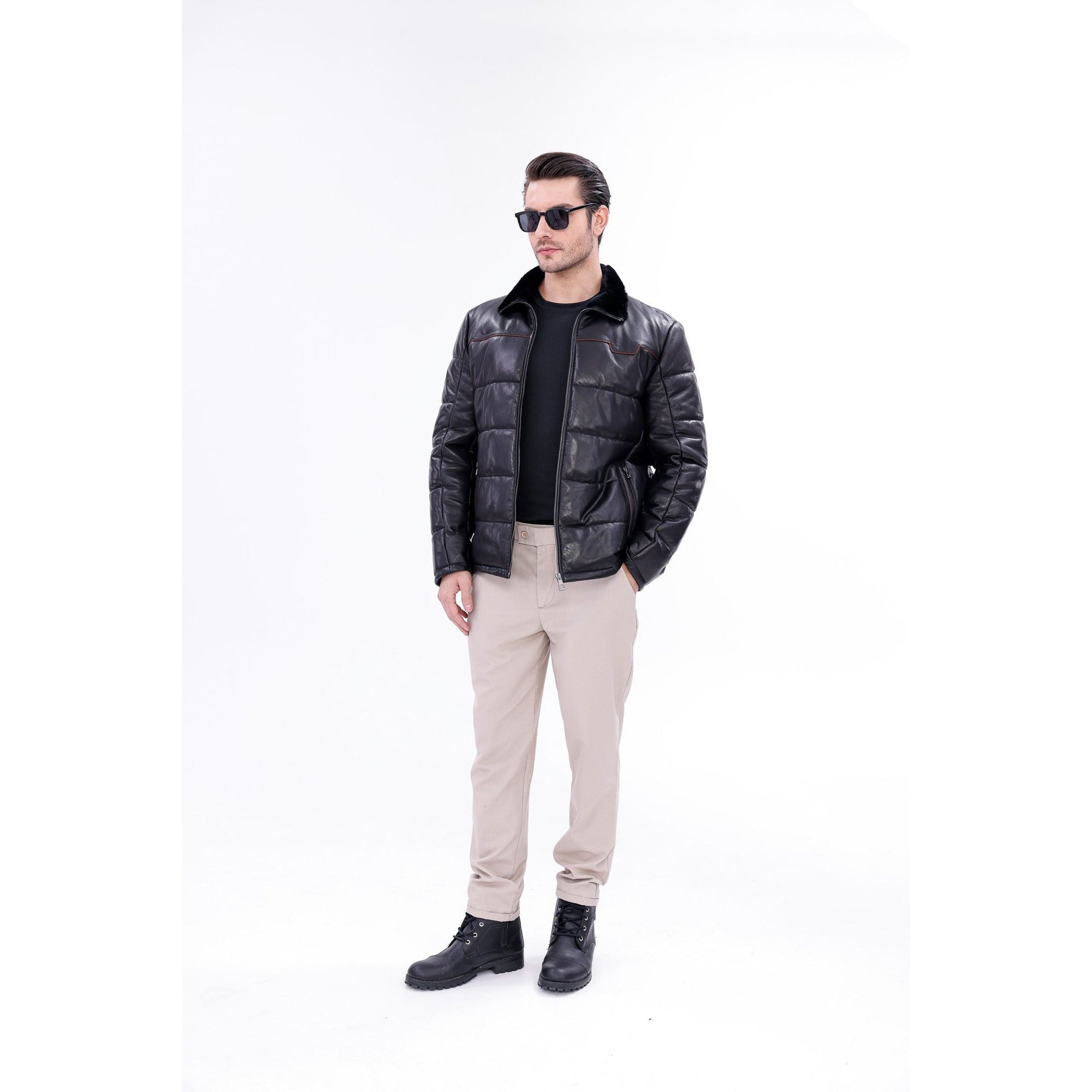 Vinci The Valtina Black Shearling Men Jacket