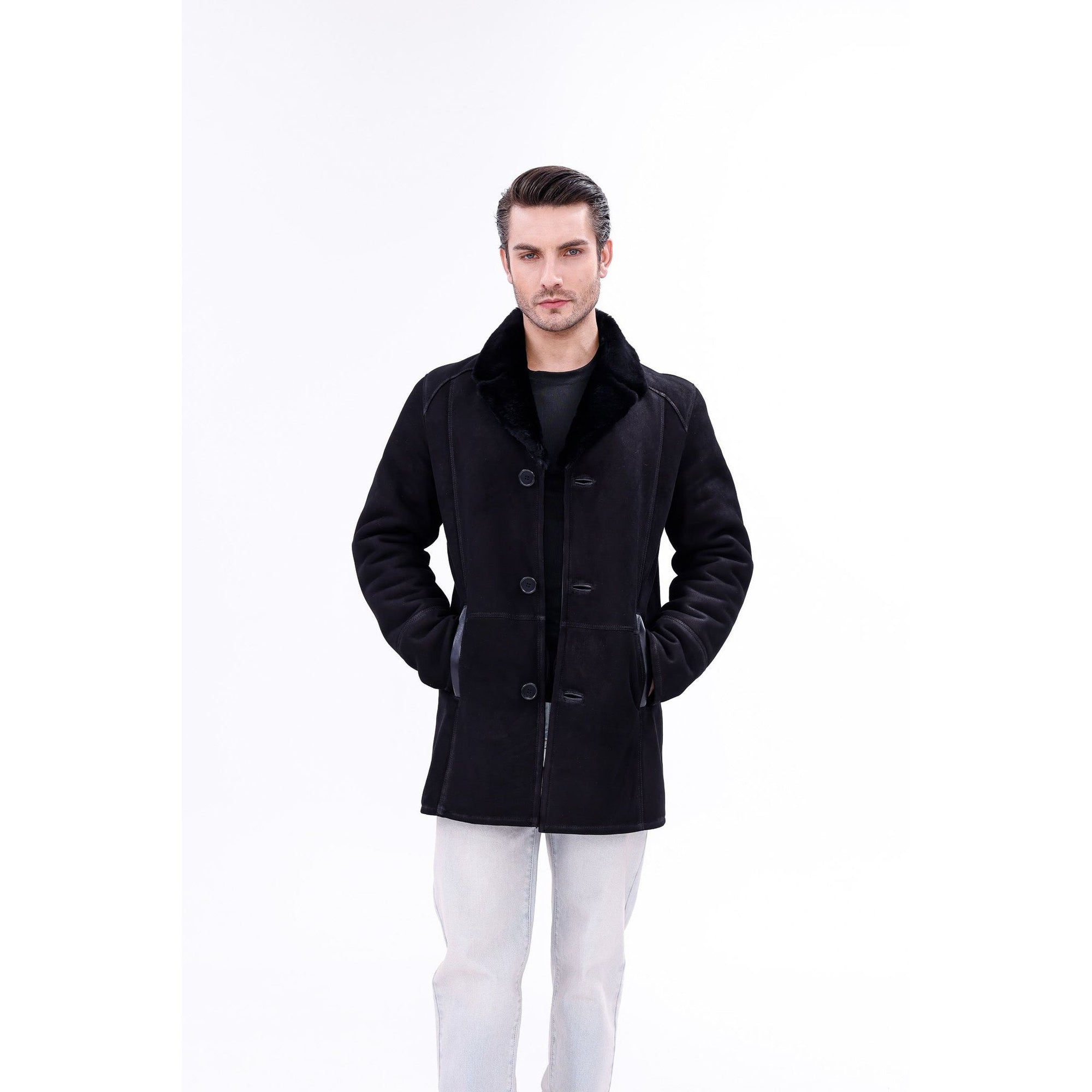Vinci The Lariana Black Shearling Men Jacket Black