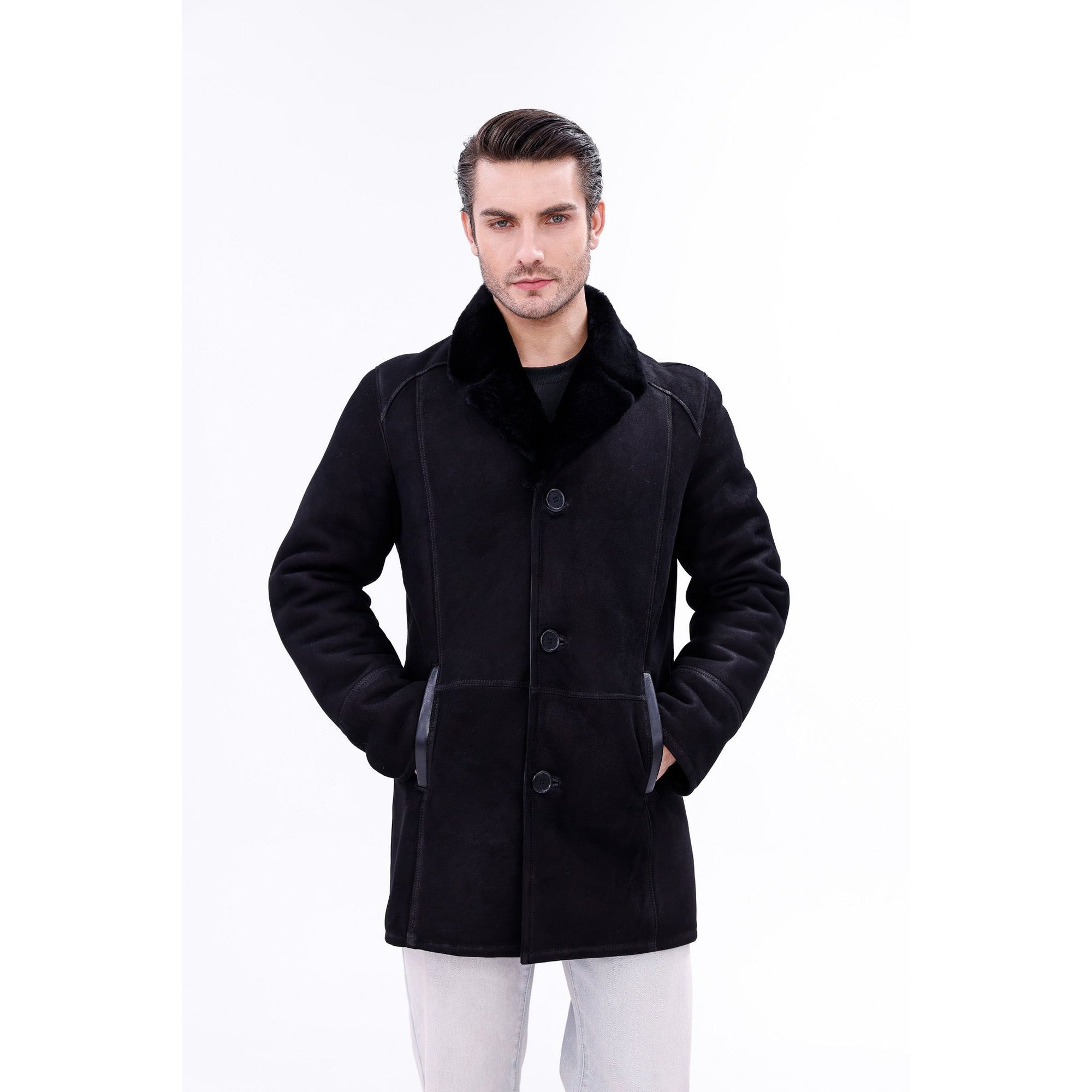 Vinci The Lariana Black Shearling Men Jacket Black