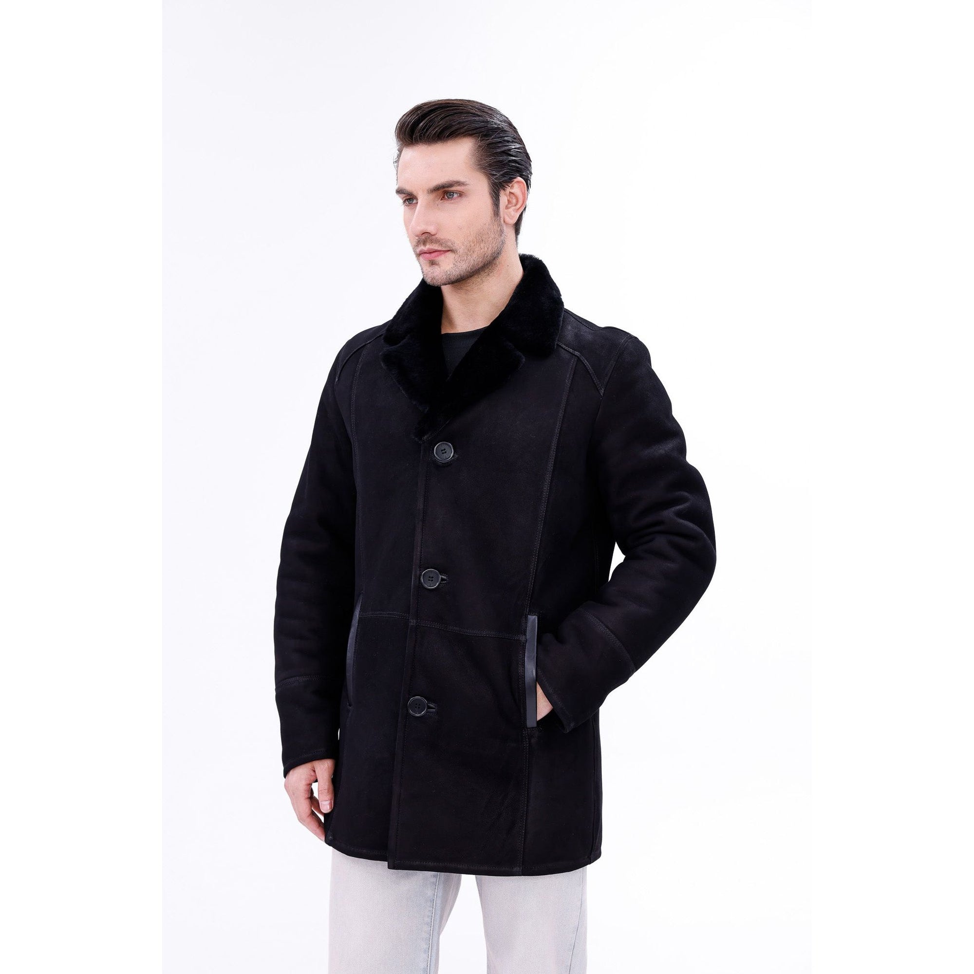 Vinci The Lariana Black Shearling Men Jacket Black