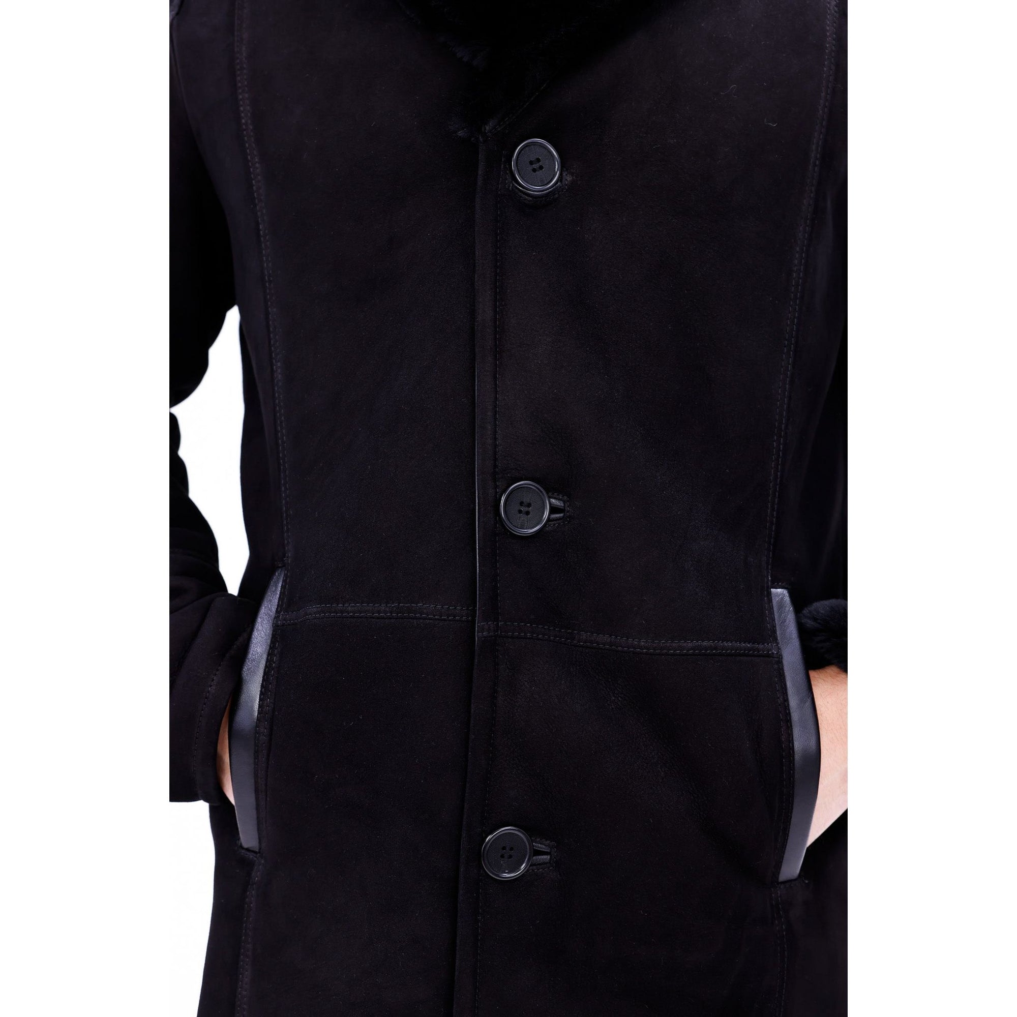 Vinci The Lariana Black Shearling Men Jacket Black