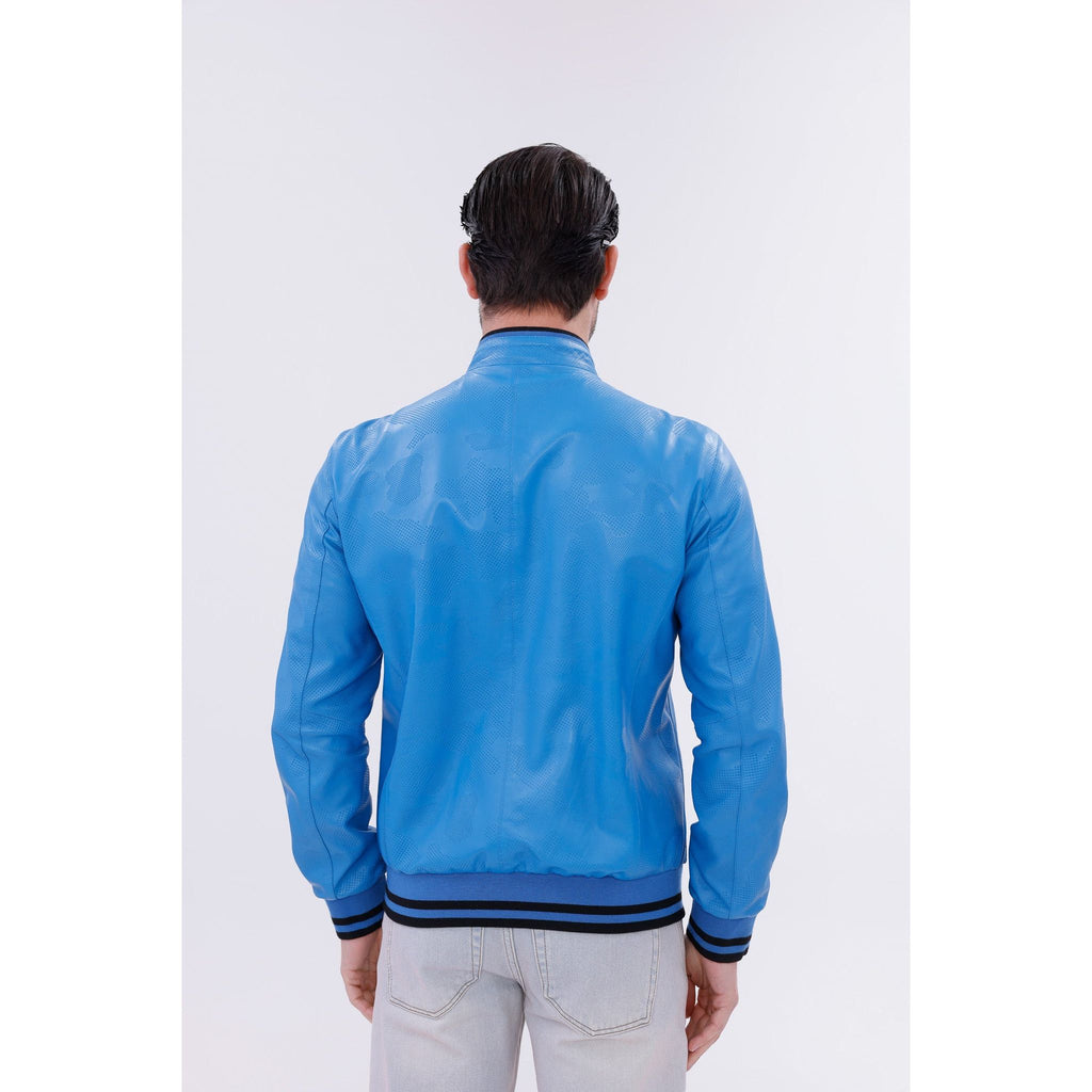 Vinci Monza Blue Lambskin Men Leather Jacket