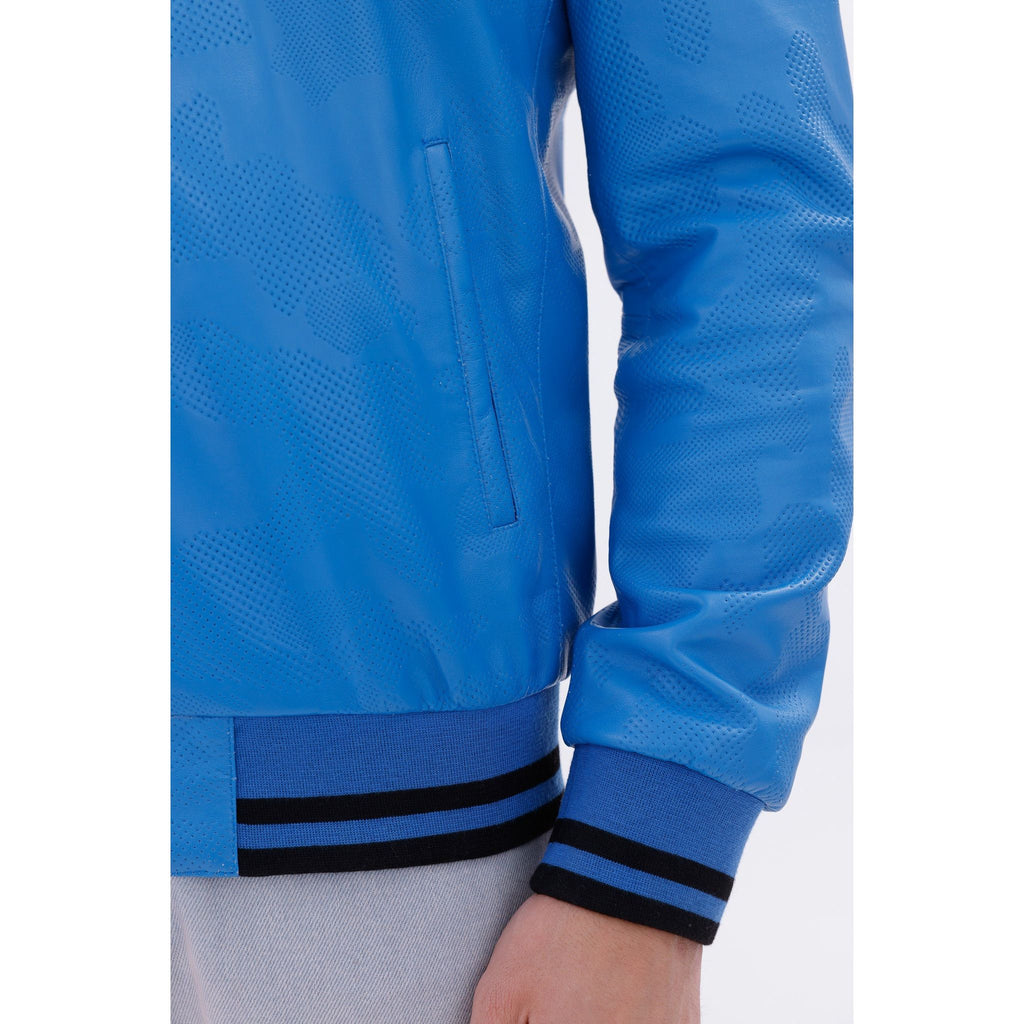 Vinci Monza Blue Lambskin Men Leather Jacket