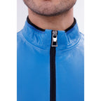 Vinci Monza Blue Lambskin Men Leather Jacket