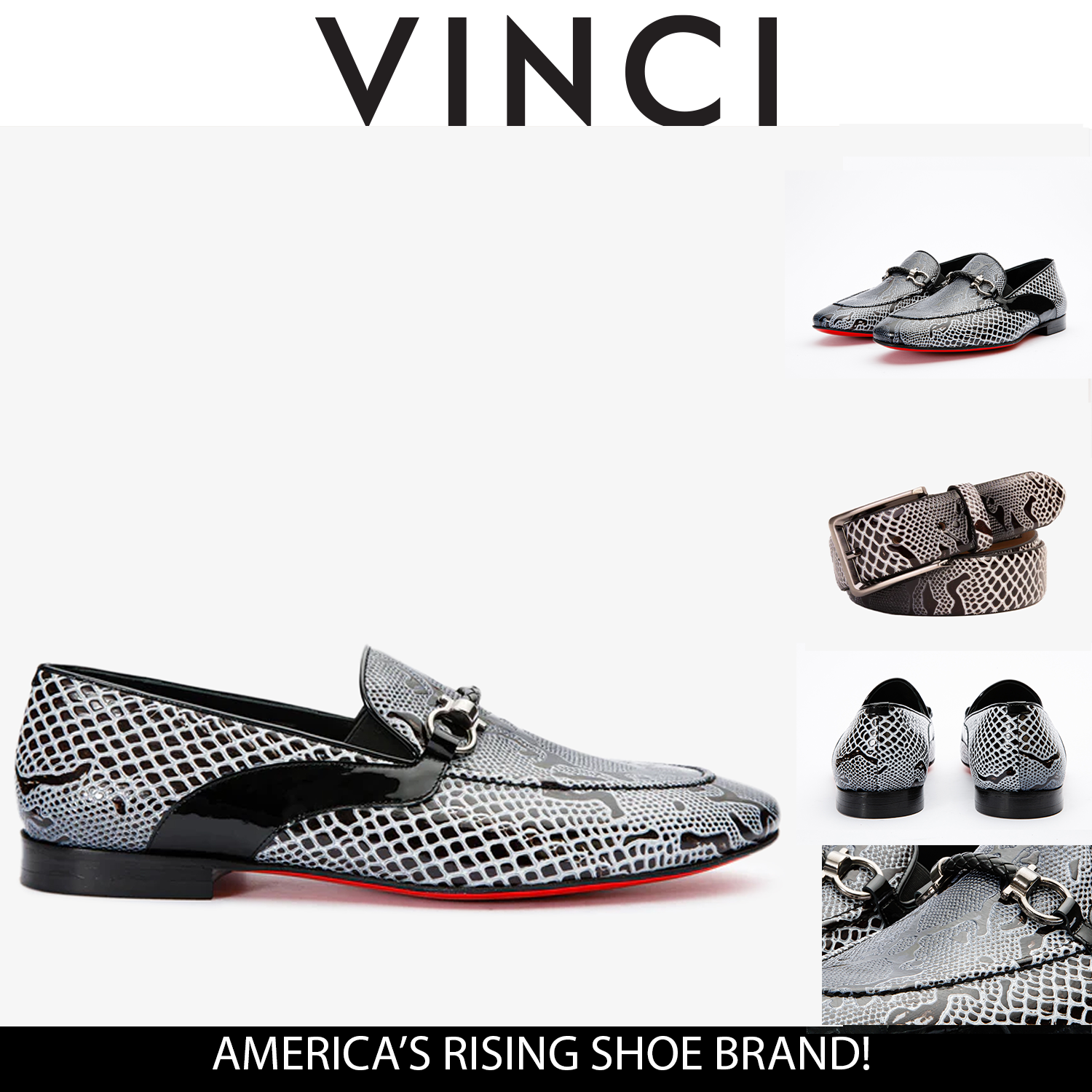 Vinci The Milano Black/White Bit Loafer Men Dress Shoes