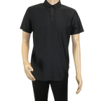 Men's Polo Shirt By Moderno Checker Satin Short Sleeves MJP-106 Black