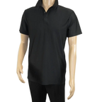 Men's Polo Shirt By Moderno Checker Satin Short Sleeves MJP-106 Black