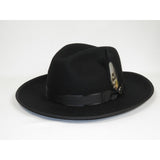 Mens Hat BRUNO CAPELO Australian Wool Wide Brim Fedora Melrose MR370 Black