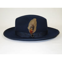 Mens Hat BRUNO CAPELO Australian Wool Wide Brim Fedora Melrose MR371 Navy Blue