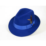 Men Bruno Capelo Fedora Hat Wool 100% Fine Australian Wool Marco MC924 Royal