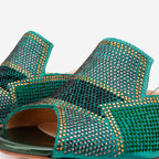 The Magnolia Green Glitter Leather Women Sandal