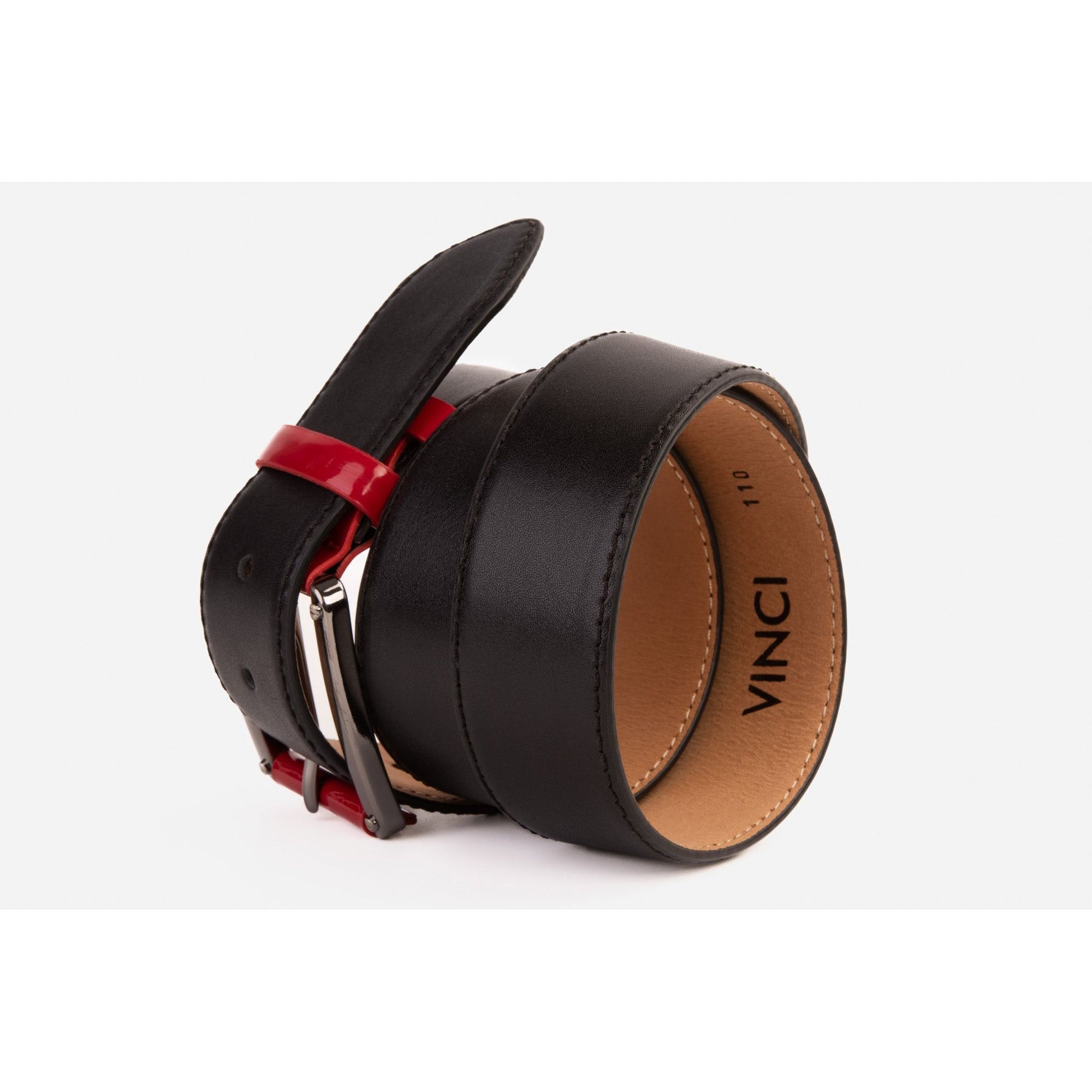 The Maratea Black & Red Leather Belt