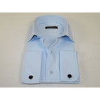 Men's Dress Shirt MARCUZZI Turkey 100% Soft Cotton French Cuffs Marc2 Blue
