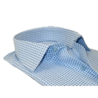 Men's Sports Shirt MARCUZZI Turkey 100% Soft Cotton Marc6 Blue Diamond Dots