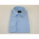 Men's Sports Shirt MARCUZZI Turkey 100% Soft Cotton Marc6 Blue Diamond Dots