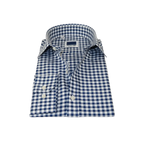 Men's Sports Dress Shirt MARCUZZI Turkey 100% Soft Cotton Marc9 Navy Checker