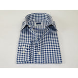 Men's Sports Dress Shirt MARCUZZI Turkey 100% Soft Cotton Marc9 Navy Checker