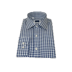Men's Sports Dress Shirt MARCUZZI Turkey 100% Soft Cotton Marc9 Navy Checker