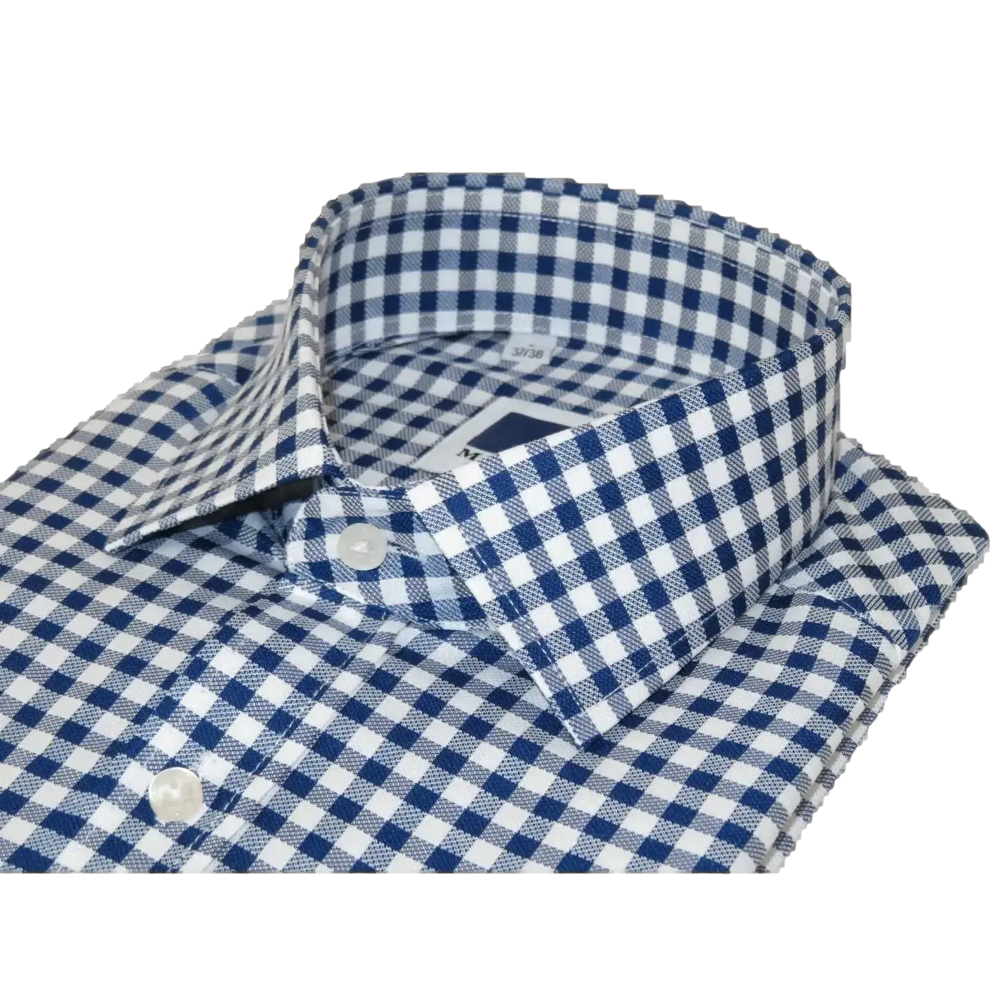 Men's Sports Dress Shirt MARCUZZI Turkey 100% Soft Cotton Marc9 Navy Checker