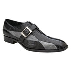Belvedere Shoes Marte Genuine Ostrich Monk Strap Ocean R810 Black Gray