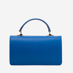 The Zoe Multicolor Tweed & Blue Leather Handbag