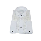 Men CEREMONIA Tuxedo Shirt Rhinestone Cotton Turkey #Milano 13 White Wing Tip
