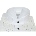 Men CEREMONIA Tuxedo Shirt Rhinestone Cotton Turkey #Milano 13 White Wing Tip