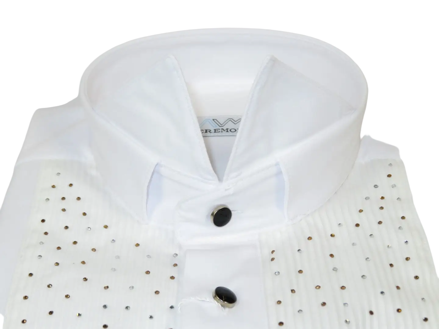 Men CEREMONIA Tuxedo Shirt Rhinestone Cotton Turkey #Milano 13 White Wing Tip