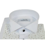 Men CEREMONIA Tuxedo Shirt Rhinestone Cotton Turkey #Milano 13 White Wing Tip