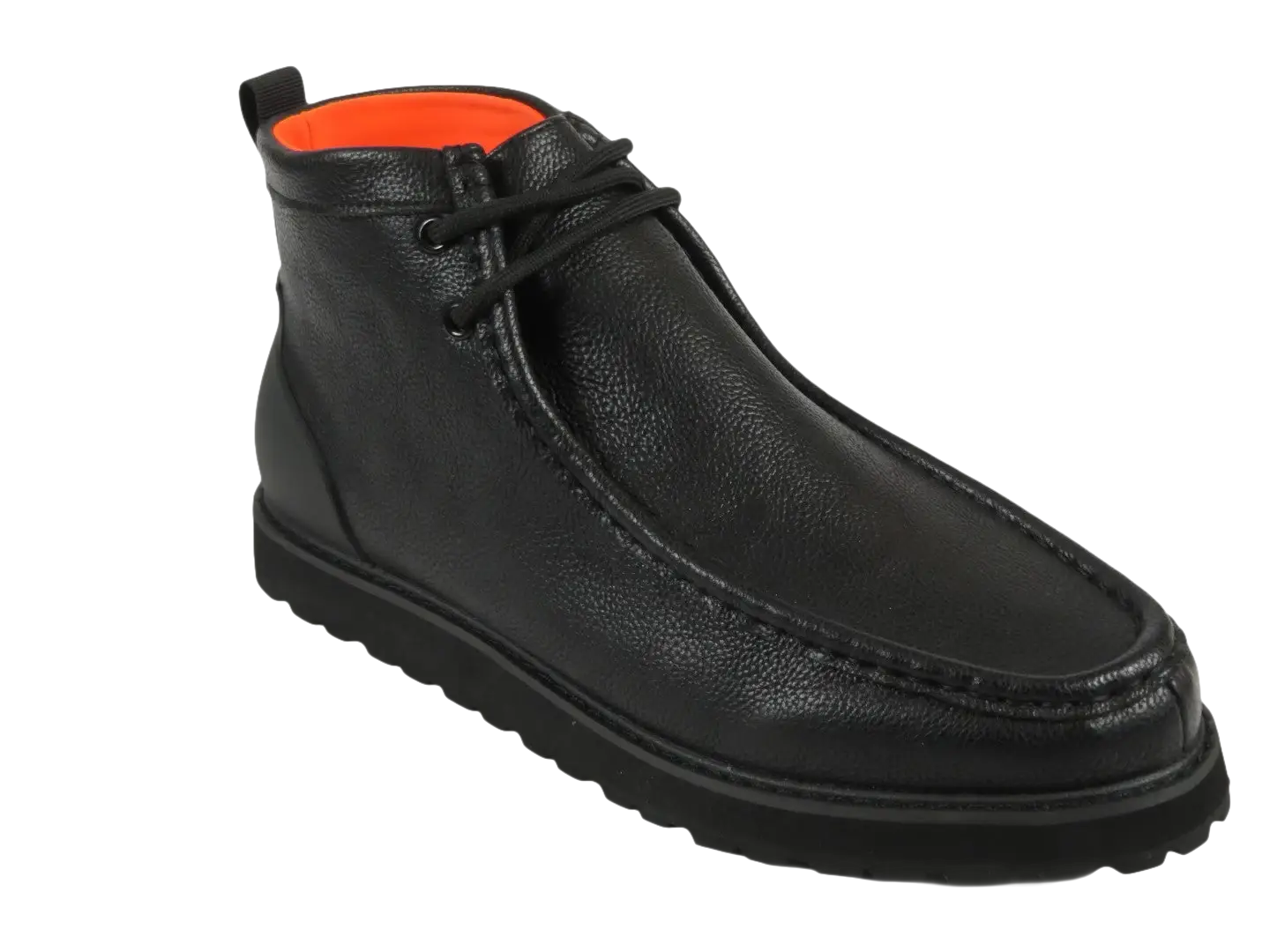Men's TAYNO Wallabee Chukka Boots Smooth Leather Light Weight Mojave L Black