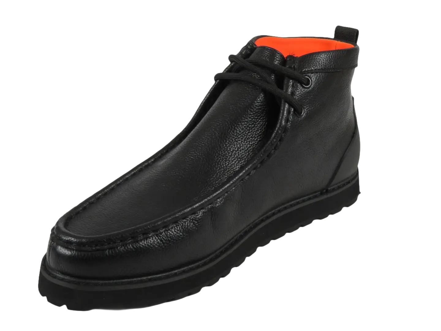 Men's TAYNO Wallabee Chukka Boots Smooth Leather Light Weight Mojave L Black