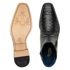 Belvedere Monte Genuine Caiman Crocodile Italian Leather Zipper Boot Black R102