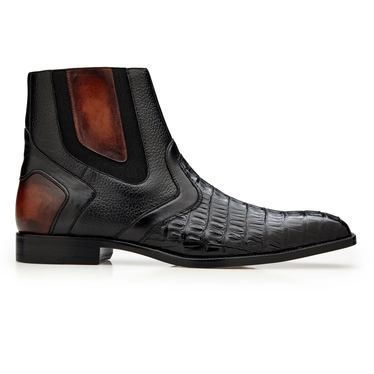 Belvedere Monte Genuine Caiman Crocodile Italian Leather Zipper Boot Black R102