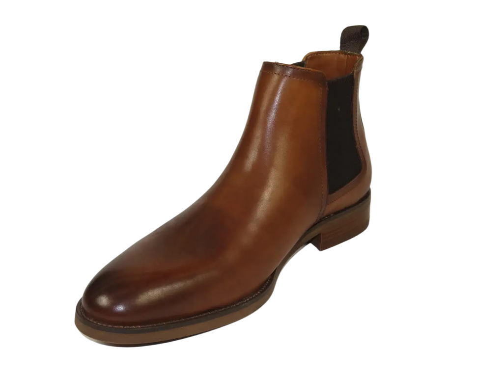 Men's Slip On Boot STEVE MADDEN Leather Upper Plain Toe Montreux Tan