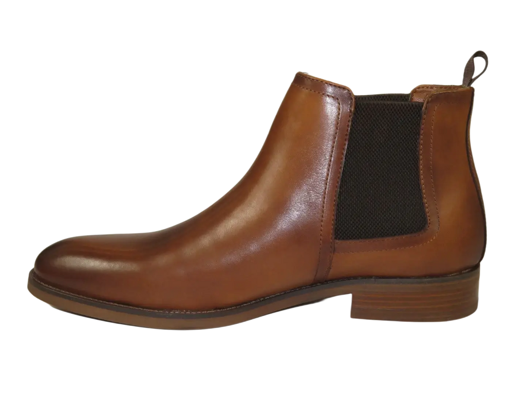 Men's Slip On Boot STEVE MADDEN Leather Upper Plain Toe Montreux Tan