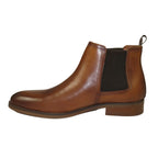 Men's Slip On Boot STEVE MADDEN Leather Upper Plain Toe Montreux Tan