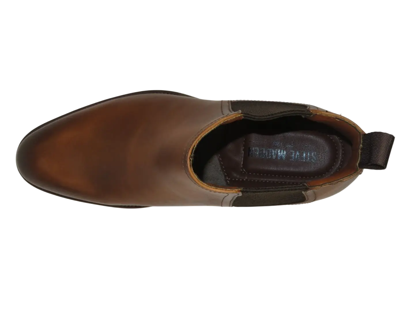 Men's Slip On Boot STEVE MADDEN Leather Upper Plain Toe Montreux Tan