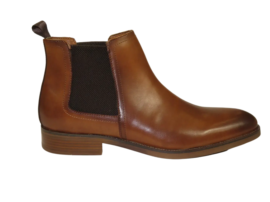 Men's Slip On Boot STEVE MADDEN Leather Upper Plain Toe Montreux Tan