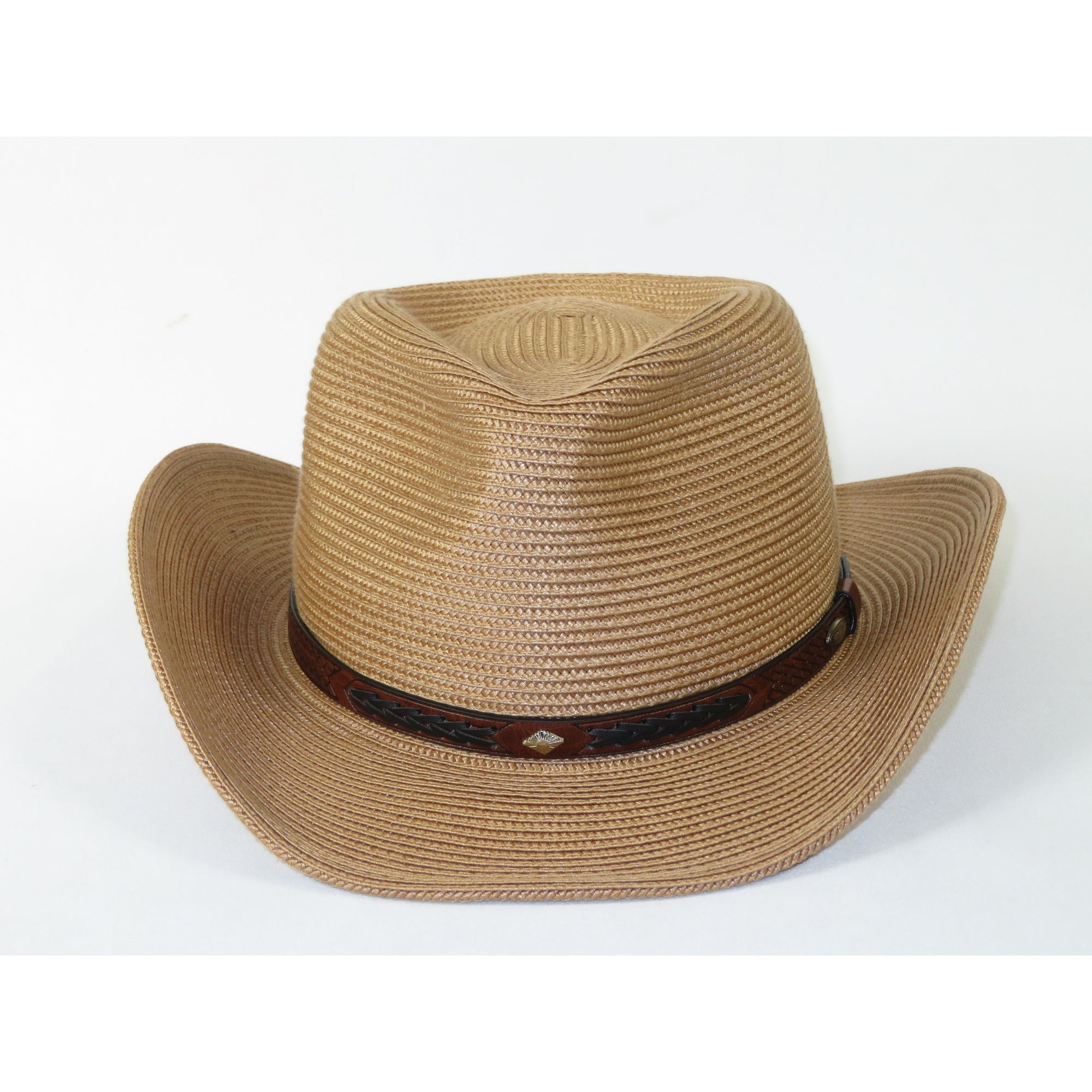 Men's Nashville Bruno Capelo Braided Straw Hat Curled Brim NA342 Cognac