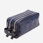 The Belluno Navy Blue Python Leather Men’s Essentials Bag