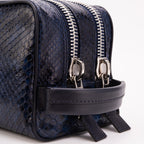 The Belluno Navy Blue Python Leather Men’s Essentials Bag